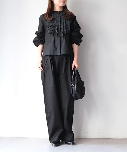 美品　VALENTINO ROMA コットン　フリル　ブラウス　シャツ　40 vent blanc（ヴァンブラン） ブラウス シャツ denicher デニシェ