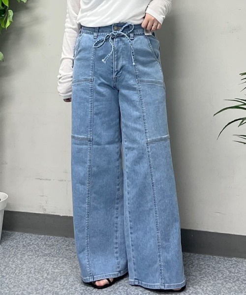 SOMETHING（サムシング） ワイドパンツ ジーンズ デニム デニムパンツ