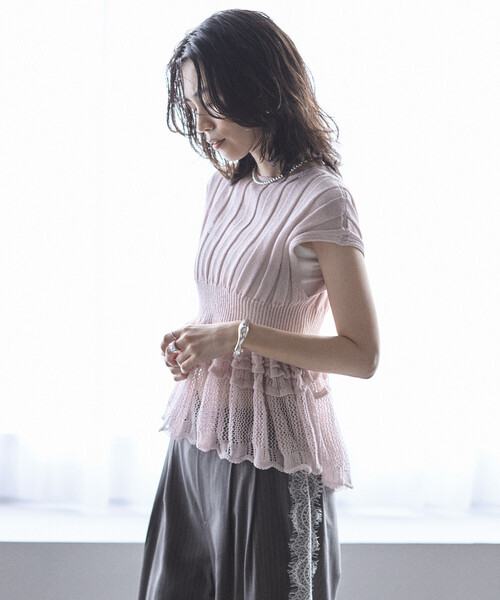 ニット セーター Firsthand/ファーストハンド ジャパンメイド ホールガーメント ペプラム トップス レディースの画像