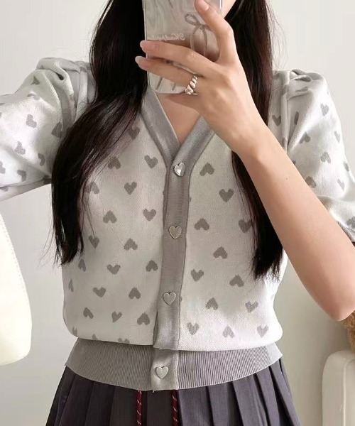 Ada. tシャツ 半袖 「Mellfy」ハートドット 配色 半袖 ニット トップス