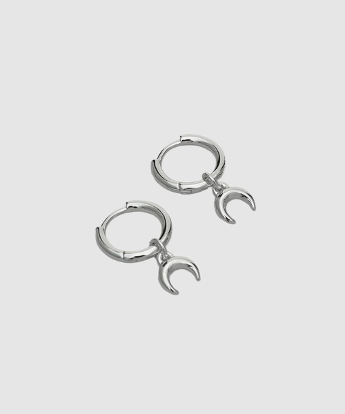ピアス SILVER PLATED MOON MINI CREOLES レディースの画像