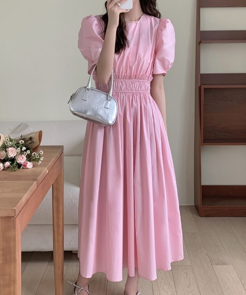 FAVORITO ワンピース 半袖 シンプルパフスリーブワンピース : ZOZOTOWN