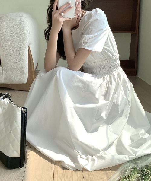 FAVORITO ワンピース 半袖 シンプルパフスリーブワンピース : ZOZOTOWN