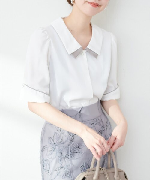 「natural couture」 半袖ブラウス FREE ネイビー レディース_画像2