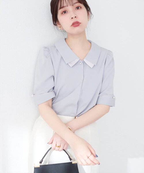 「natural couture」 半袖ブラウス FREE ネイビー レディース_画像6