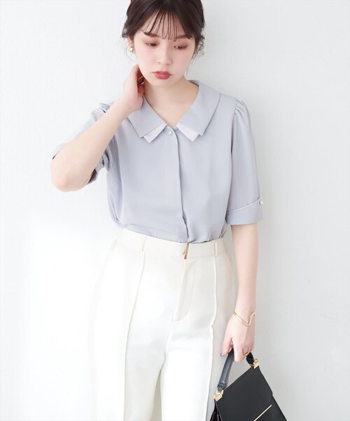 「natural couture」 半袖ブラウス FREE ネイビー レディース_画像8