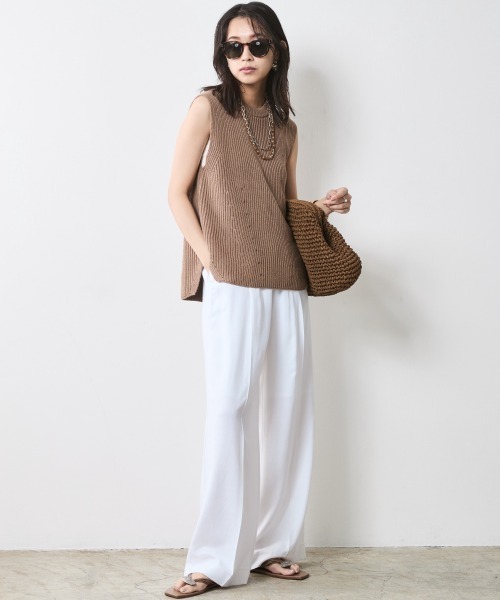 「CHIC STYLE」 ニットベスト M モカ レディース_画像9