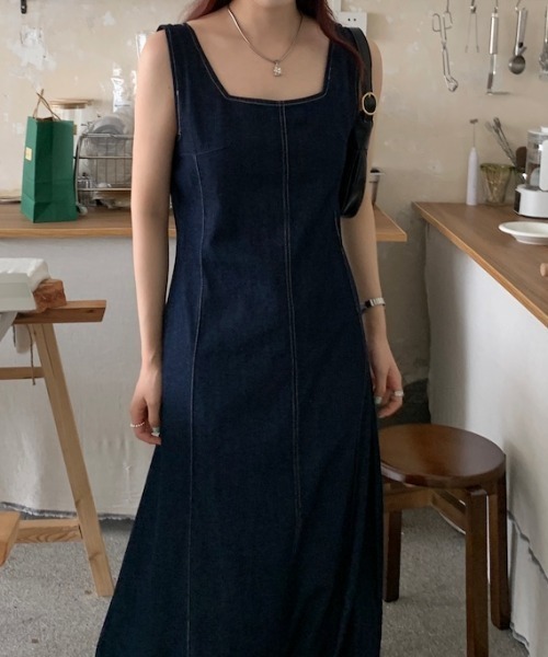 「FAVORITO」 ノースリーブワンピース F ブルー レディース_画像3