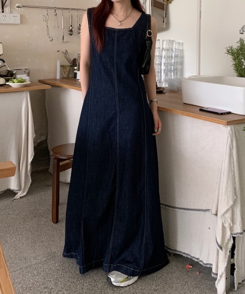 「FAVORITO」 ノースリーブワンピース F ブルー レディース_画像4
