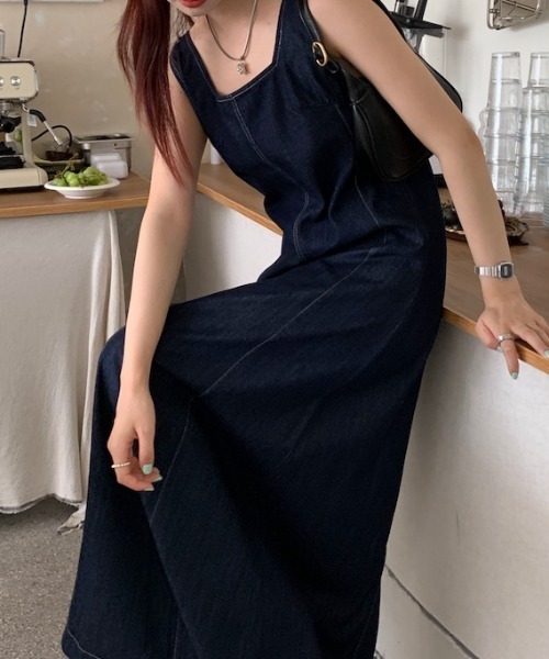 「FAVORITO」 ノースリーブワンピース F ブルー レディース_画像5