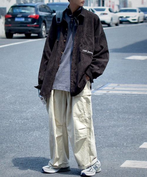 【Palm Angels】メンズ ロゴ カジュアル コーデュロイ シャツ NEOS（KOKUYO） シャツ 「neos -addictive design-」ビッグ