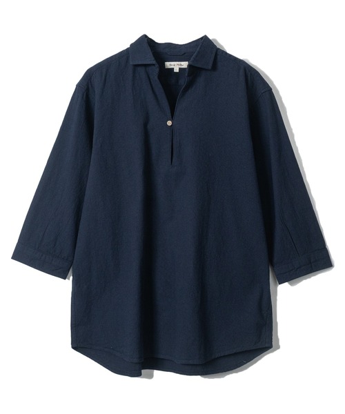 七分袖 シャツ 「a」パナマ7分袖カプリシャツ/スキッパーシャツ メンズ