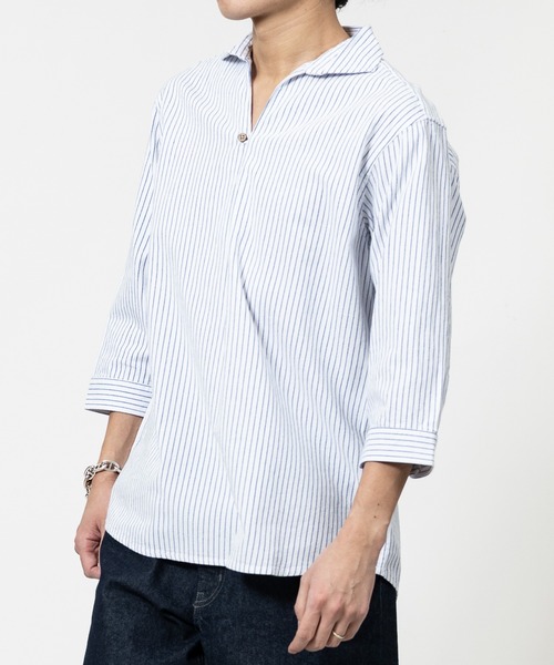 七分袖 シャツ 「a」パナマ7分袖カプリシャツ/スキッパーシャツ メンズ