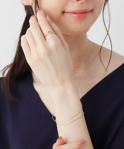 ココシユニックK10YGダイヤモンド ソリティアリング 3号　ひし形 COCOSHNIK 指輪 リング K10ダイヤモンド ひし形クロスリング