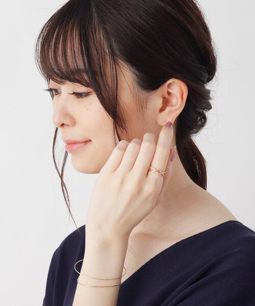 ココシユニックK10YGダイヤモンド ソリティアリング 3号　ひし形 COCOSHNIK 指輪 リング K10ダイヤモンド ひし形クロスリング