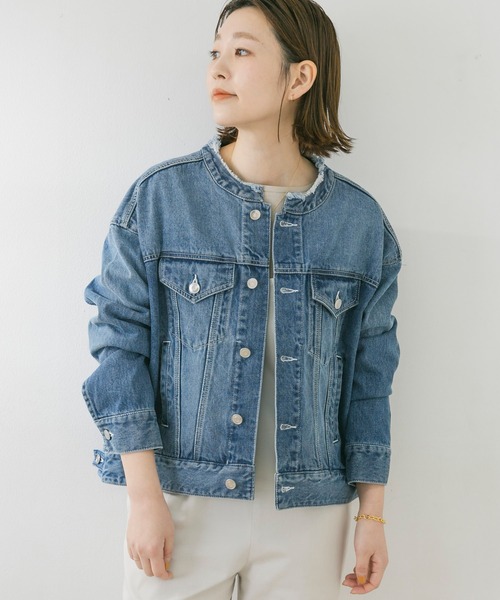 流行に ジャケット Gジャン F By Rosso ノーカラーデニムブルゾン 魅了 Etcui Com