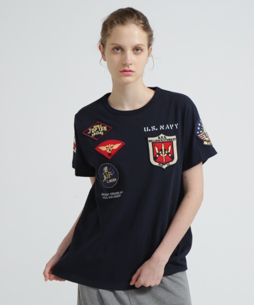 tシャツ 「WEB＆限定」トップガン ワッペン Tシャツ/ S/S CREW NECK TOP GUN WAPPEN T-SHIRT レディ