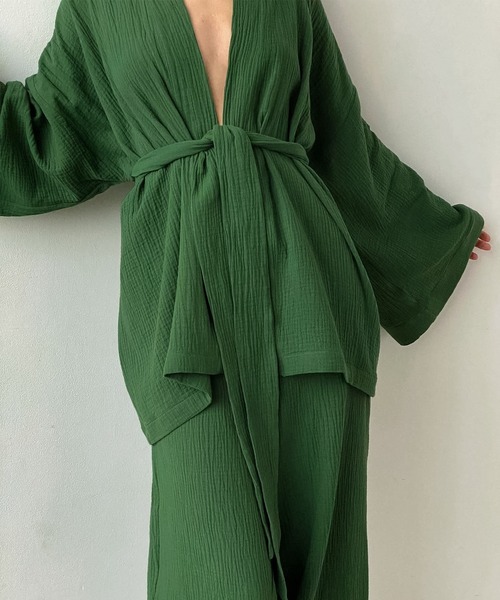 aimoha（アイモハ） パジャマ ルームウェア ダブルガーゼバスローブ2点