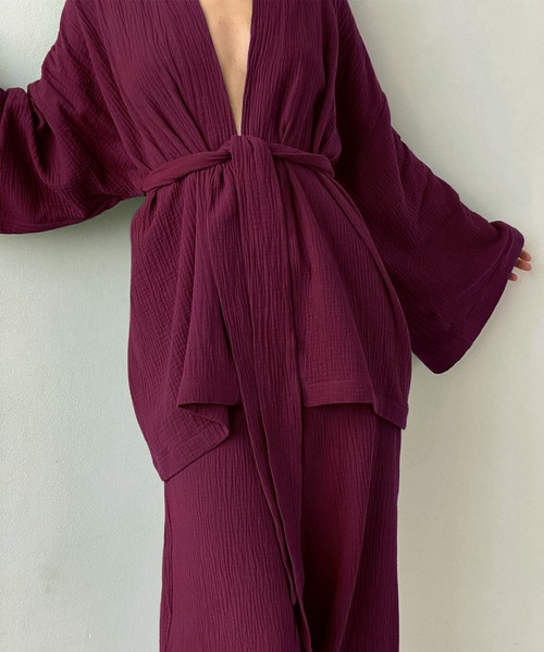 パジャマ・バスローブ chocolat aimoha（アイモハ） パジャマ ルームウェア ダブルガーゼバスローブ2点