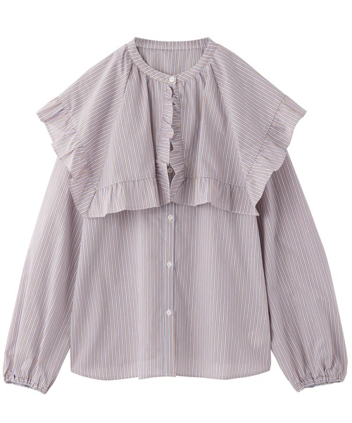 ブラウス シャツ STRIPED BIG COLLAR BLOUSE レディース