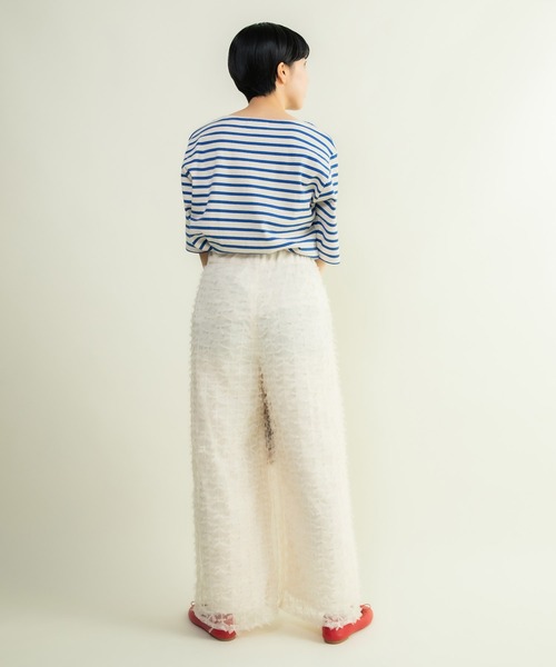 tシャツ 空紡糸ボーダー チェリー刺繍5分袖プルオーバー レディース CHILD WOMAN tシャツ 空紡糸ボーダー チェリー刺繍5分袖プル