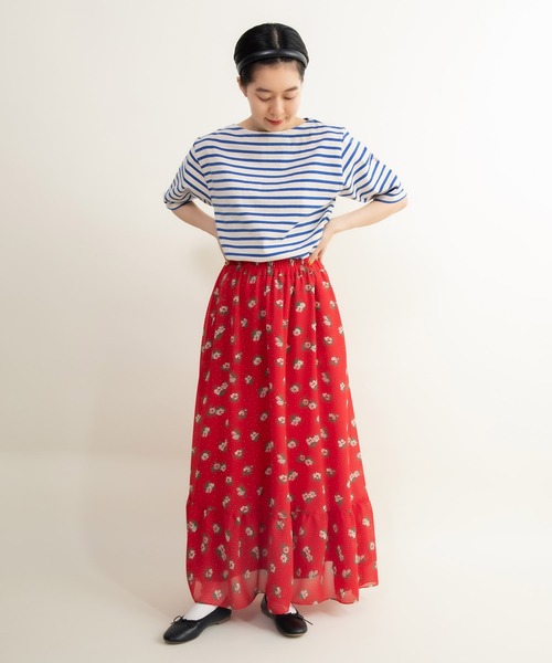 tシャツ 16/2空紡糸ボーダー チェリー刺繍プルオーバー レディース AMBIDEX Store △〇16/2空紡糸ボーダー チェリー刺繍プル