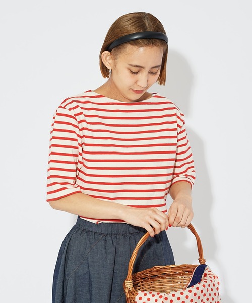 tシャツ ポイント刺繍七分袖UVプルオーバー レディース nsjbb713_01.jpg