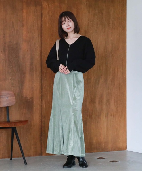 archives（アルシーヴ） レディース ニット フロントZIPリブニット