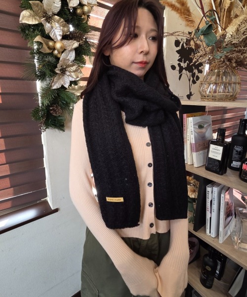 SLP AW15 ボーダー　ニット　ロングマフラー マフラー ストール ワッフルニットマフラー レディース : ZOZOTOWN