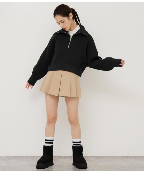 POPPY あさぎーにょ ハーフジップ クロップドセーター poppy あさぎーにょ ハーフジップボリュームトップス - メルカリ