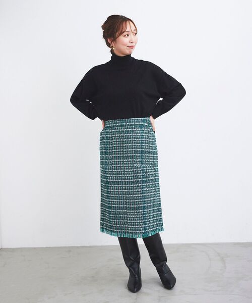 ルクールブラン（le．coeur blanc）/PerlePecheファンシーミックスツイードフリンジスカート le.coeur blanc（ルクールブラン） スカート PerlePecheファンシー