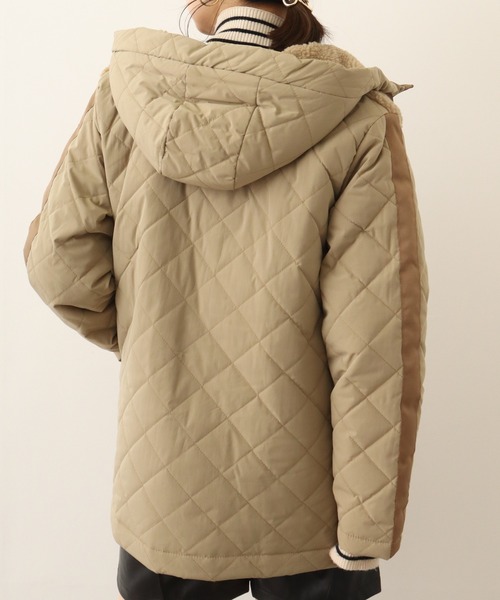 FUNALIVE コート アウター 「Laliberte」ボア切替中綿キルトジャケット