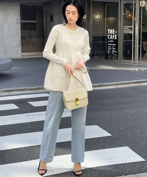 ELFRANK ニット セーター 前後2WAYペプラムリブニットプル