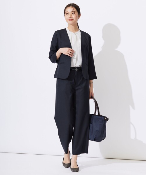 美品✨【ジェイプレス】ノーカラージャケット パンツ セットアップ 洗えるUV速乾 J.PRESS ジャケット ノーカラージャケット 「セットアップ対応
