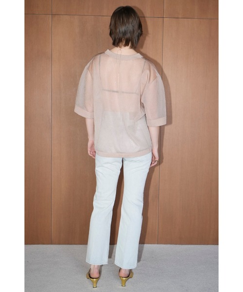 CLANE アイボリー Vネックニットセーター CLANE（クラネ） ニット セーター SHEER V NECK KNIT TOPS レディース