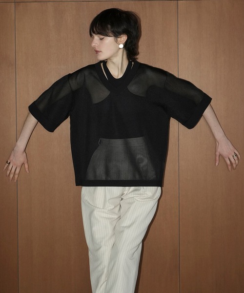 CLANE（クラネ） ニット セーター SHEER V NECK KNIT TOPS レディース