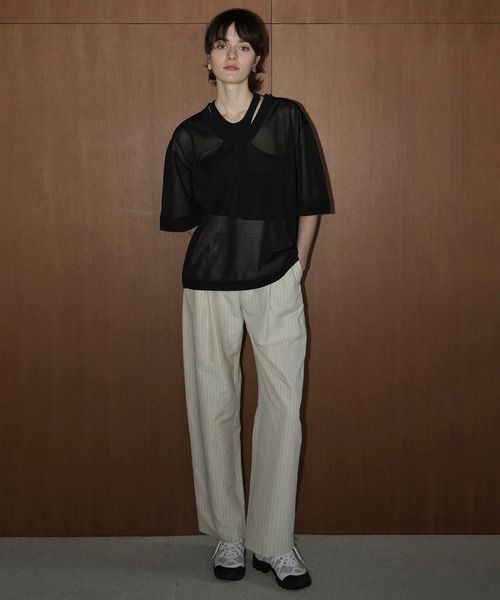 CLANE（クラネ） ニット セーター SHEER V NECK KNIT TOPS レディース