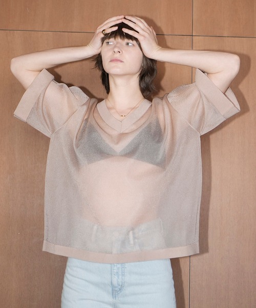 CLANE（クラネ） ニット セーター SHEER V NECK KNIT TOPS レディース