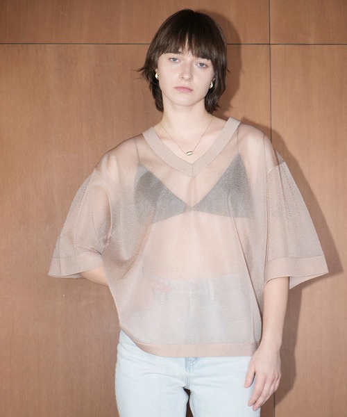 CLANE（クラネ） ニット セーター SHEER V NECK KNIT TOPS レディース