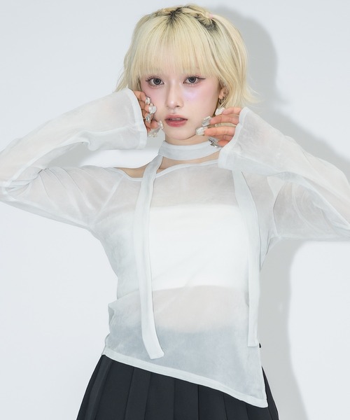 tシャツ オフショルチュールベロアトップス レディース オフショルチュールベロアトップス（Tシャツ/カットソー