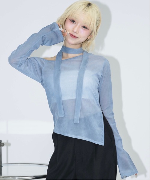 tシャツ オフショルチュールベロアトップス レディース オフショルチュールベロアトップス（Tシャツ/カットソー