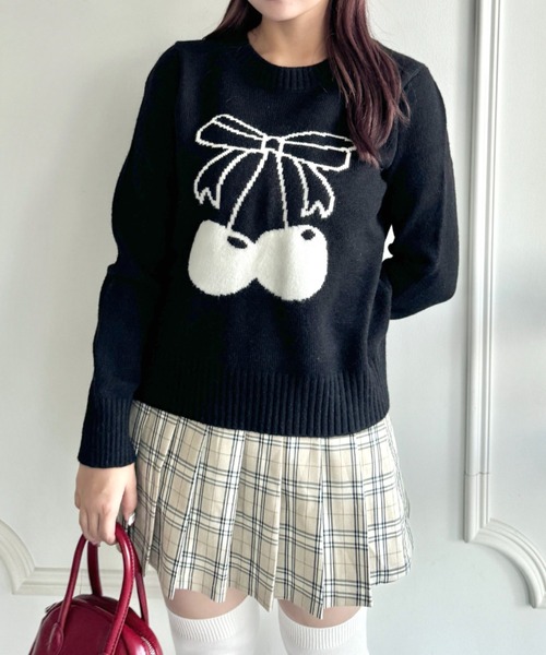 ルネ♡バイカラーリボンニット