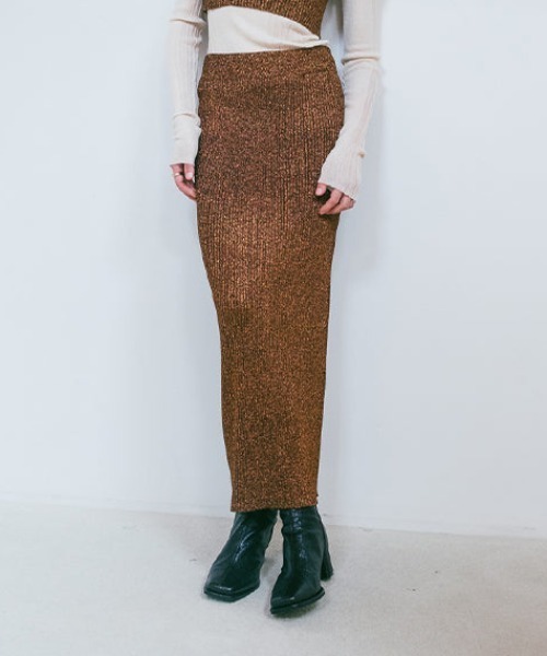 スカート CRYSTAL KNIT SKIRT sahara スカート Glitter Knit Skirt/グリッターニットスカート