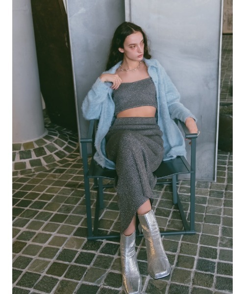 スカート SHETLAND KNIT SKIRT JOSE MOON スカート TULLE SHAGGY KNIT SKIRT/チュールシャギー