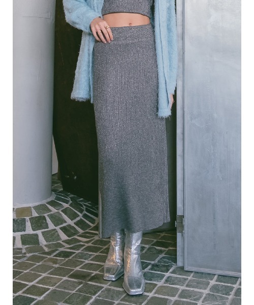 スカート SHETLAND KNIT SKIRT sahara スカート Glitter Knit Skirt/グリッターニットスカート