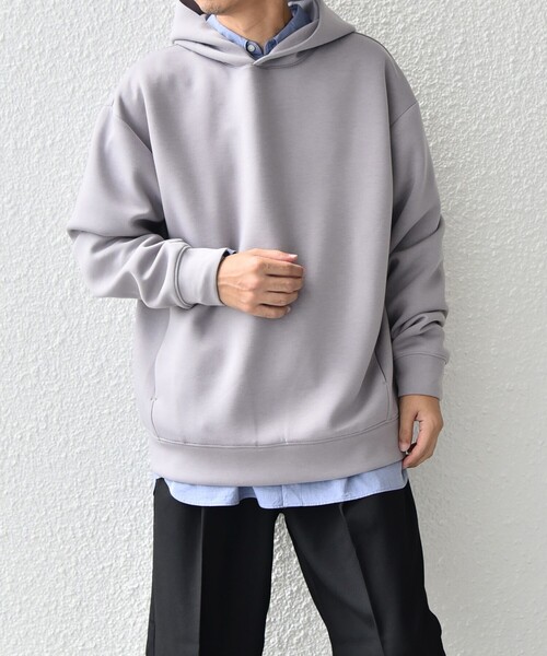 SHIPS any パーカー any: カラー ダンボール スナップ プルオーバー