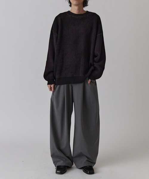 【定価17800円】新品！lui's ケーブル透かしニット ブラック セーター Lui's（ルイス） セーター ニット 片畦グランジニット メンズ