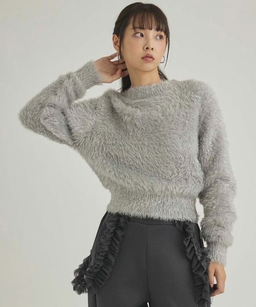 ニット セーター ラメフェザーニットトップス レディース