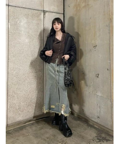 THROW by SLY ニット セーター SLANT BUTTON HG RIB TOPS