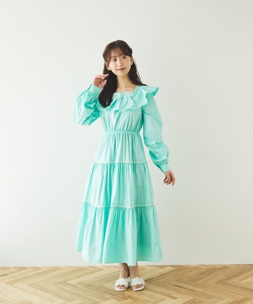 Areeam 配色リボンティアードワンピース Areeam｜配色リボンティアードワンピース | Rakuten Fashion